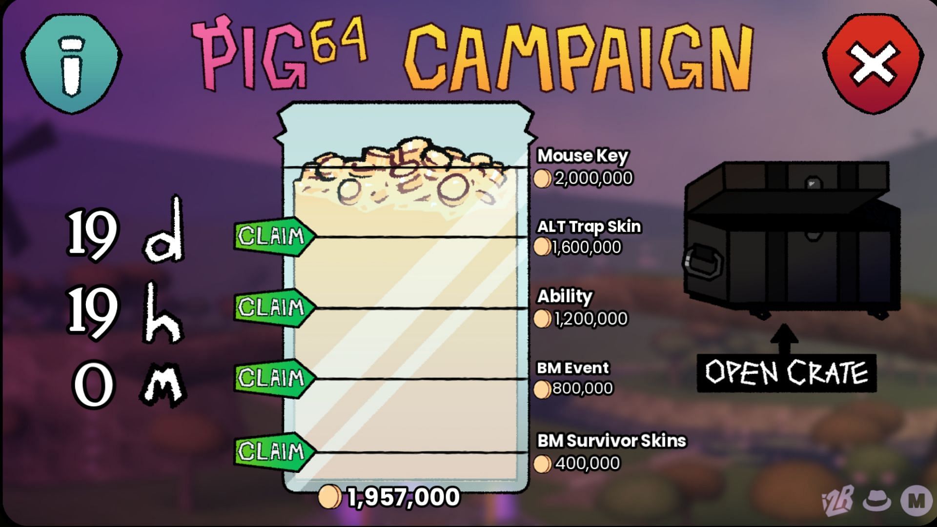 The PIG 64 Campaign rewards (Image via Roblox)